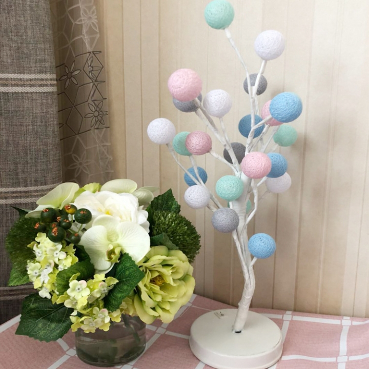 Led lantern dorm room room Decorative lights Teenage heart Cotton ball Rose Modeling lamp Tree light