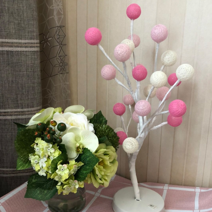 Led lantern dorm room room Decorative lights Teenage heart Cotton ball Rose Modeling lamp Tree light