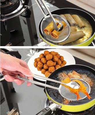 Kitchen Colander filter Net spoon Fried food Oil spoon Food clip Fried chicken leg Filter