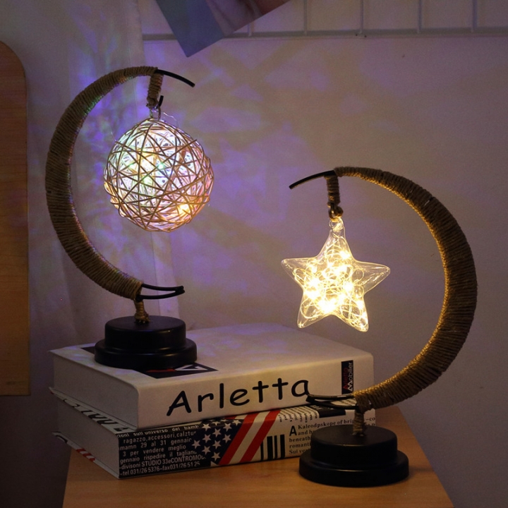 led moon Star light apple Christmas lights High transparency glass Lantern Iron art Night light