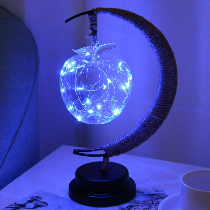 led moon Star light apple Christmas lights High transparency glass Lantern Iron art Night light