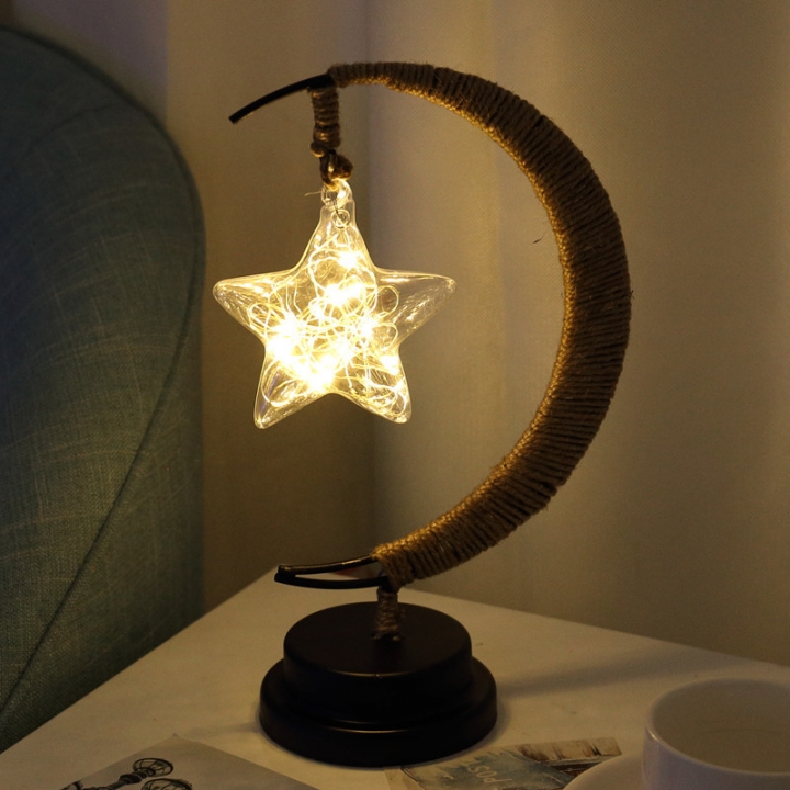 led moon Star light apple Christmas lights High transparency glass Lantern Iron art Night light