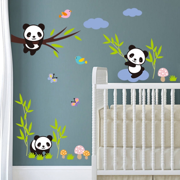 Panda Bamboo 3d Three-dimensional Wall sticker Children's room kindergarten decoration mural