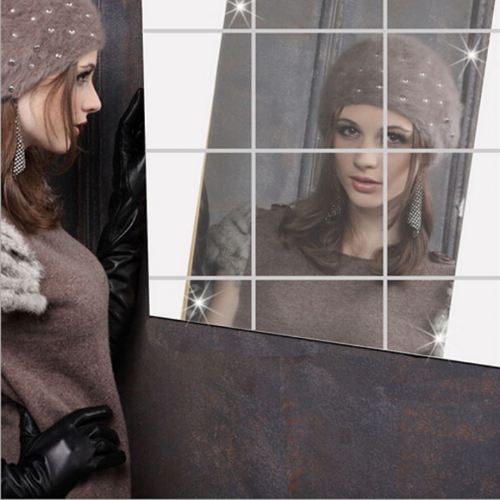 Mirror Wall Stickers Decorative Self Adhesive Furniture Films Square High Quality Mirror