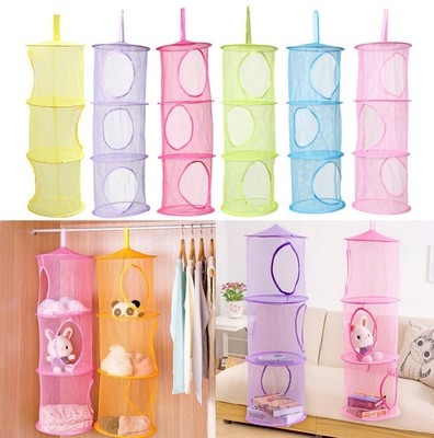 Color network Hanging Multi-layer Storage Cage Hanging cage Cylindrical Storage bag Hanging basket