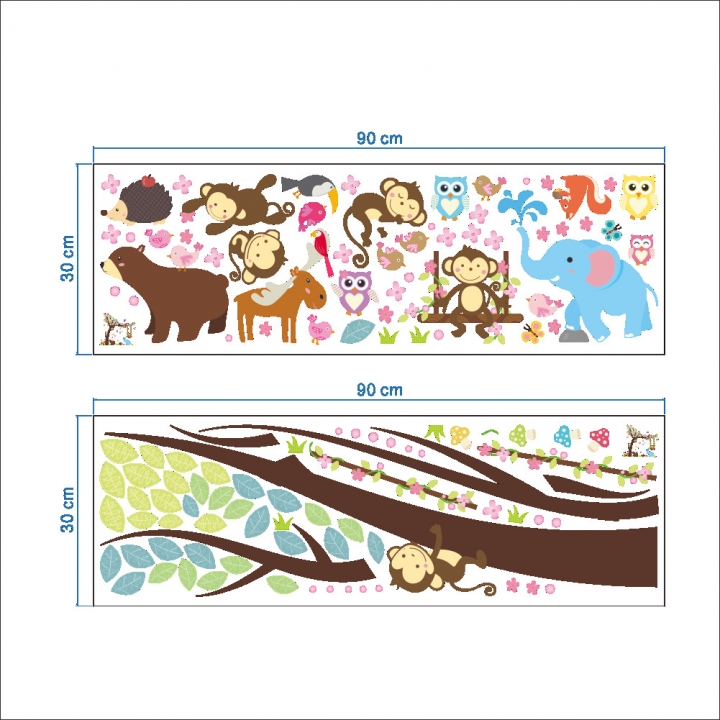 Cartoon monkey kindergarten decoration Wall Sticker Children's room Background wall Sticker
