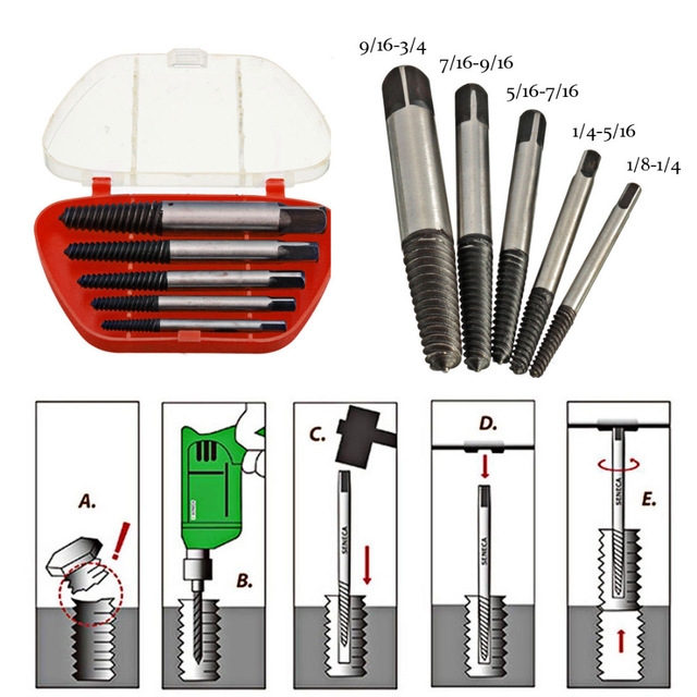 Screw Extractors Damaged Broken Screws Removal Tool Used in Removing the Damaged Bolts Drill Bits