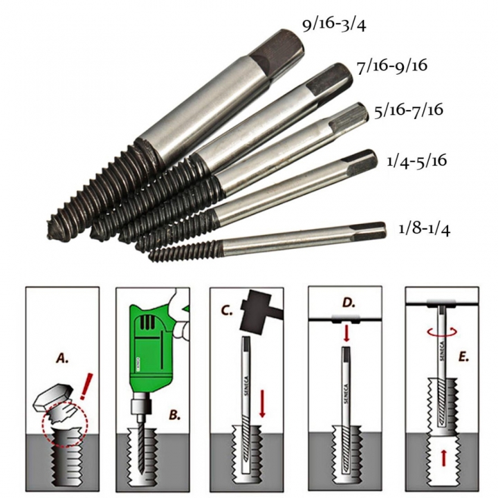 Screw Extractors Damaged Broken Screws Removal Tool Used in Removing the Damaged Bolts Drill Bits