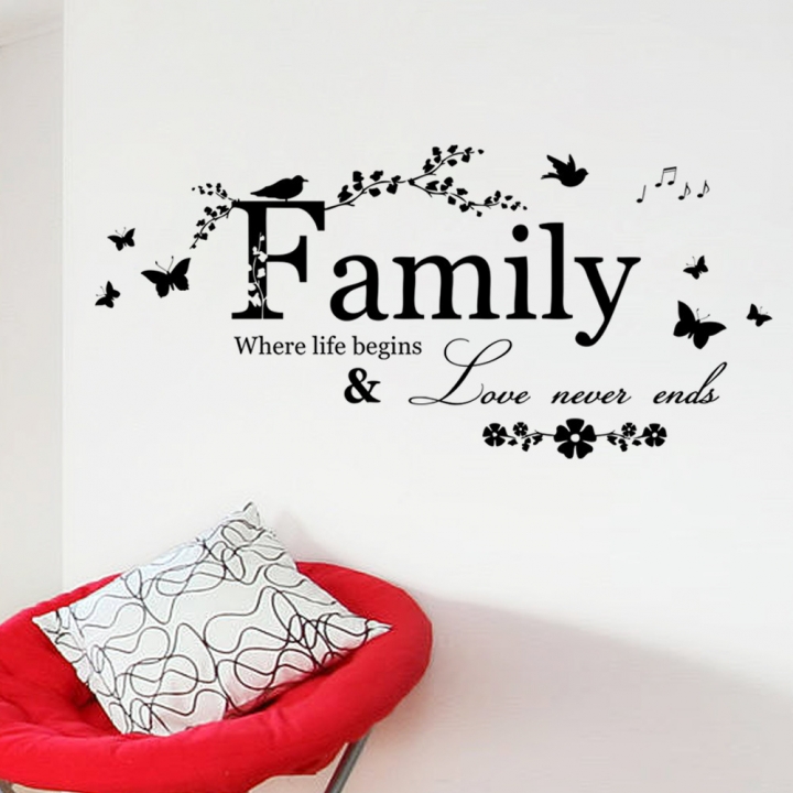 English Family living room bedroom Carved Wall sticker waterproof Can be removed
