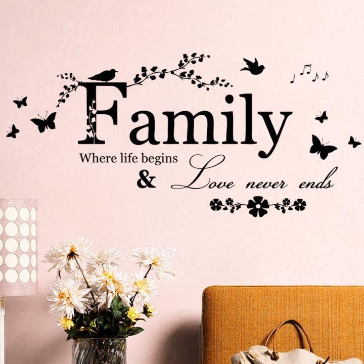 English Family living room bedroom Carved Wall sticker waterproof Can be removed