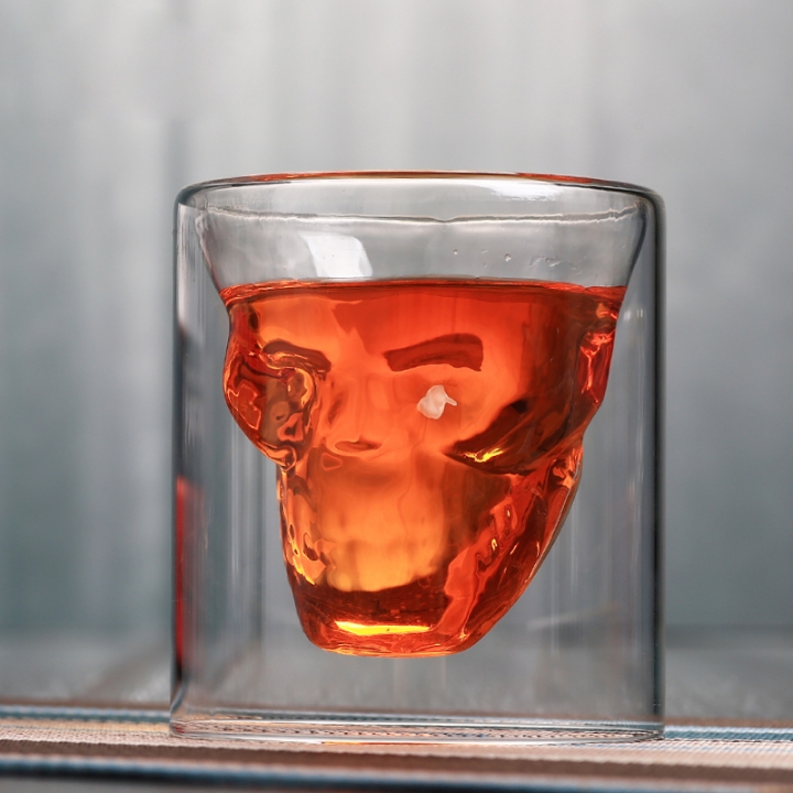 Glass Skull Head Beer Cup Glass for the Home Bar Beer Water Party Hotel Transparent Cup Drinkware  Kitchen Restaurant Supplies