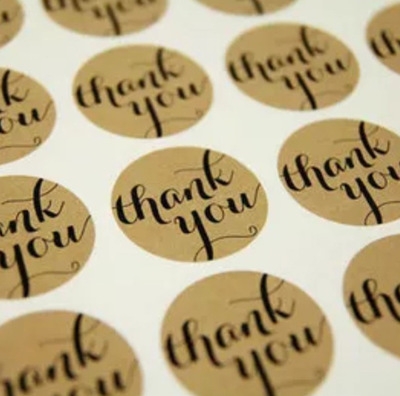 12 pieces Kraft paper Love Thank you Sticker Sealing sticker gift wedding label