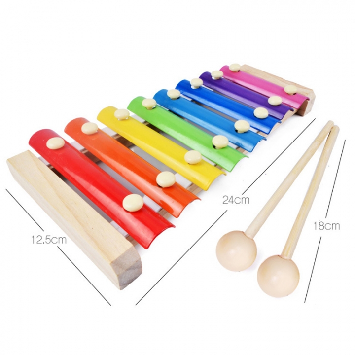 TOEPAK 8 Keys Hand Knock Xylophone Toys with  Mallets Colorful Musical Instrument for Toddler
