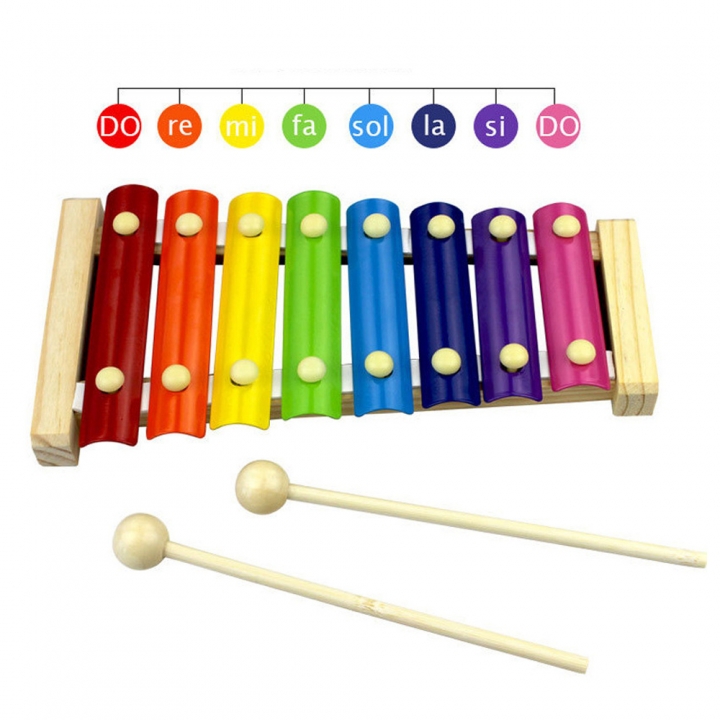 TOEPAK 8 Keys Hand Knock Xylophone Toys with  Mallets Colorful Musical Instrument for Toddler