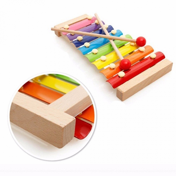 TOEPAK 8 Keys Hand Knock Xylophone Toys with  Mallets Colorful Musical Instrument for Toddler