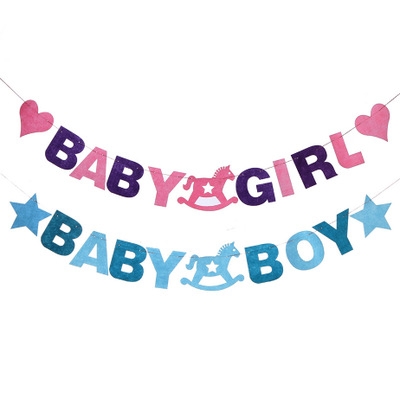Birthday Party Supplies decoration baby Birthday  Baby boy &amp;girl Trojan horse Felt cloth Pull flag