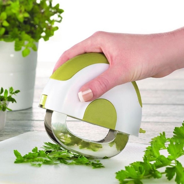 Chopper Herb Slicer Knife Double Chopping Blade Vanilla Slicer Round Pizza Salad Cutter  Kitchen Restaurant Supplies