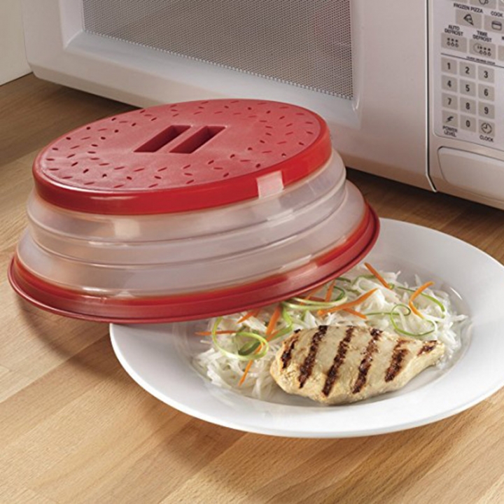 Collapsible Microwave Food Cover Folding Plate Fruit Vegetables Colander Strainer Oven Oil Cap