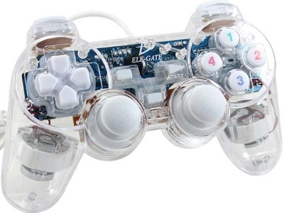 Computer Transparent game Handle USB Eating chicken Artifact   Pc Double vibration Handle sea