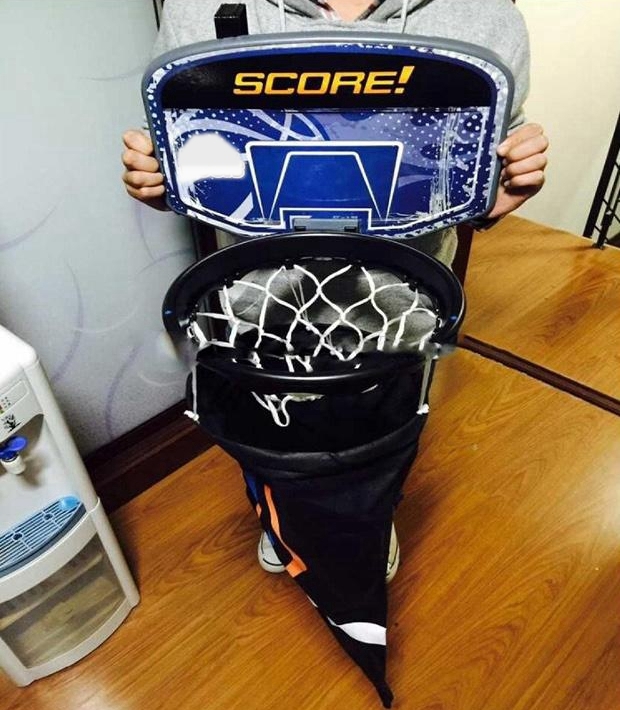 Basketball Backboard Hoop And Hamper with Detachable Dirty Laundry Bag Kids Hoops