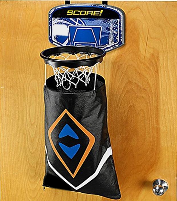 Basketball Backboard Hoop And Hamper with Detachable Dirty Laundry Bag Kids Hoops