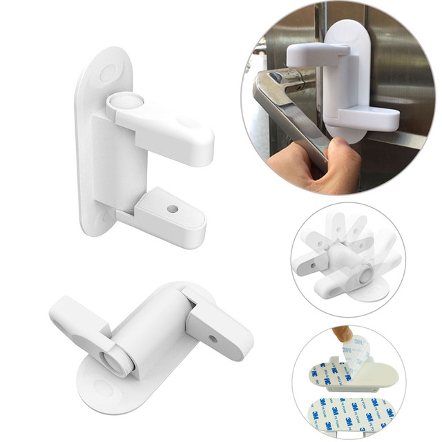 Child Proof Doors Adhesive Lever Handle Baby Safety Lock  Standard Door Lever Handles