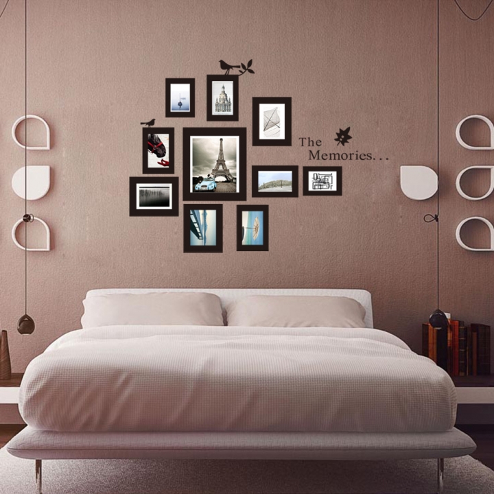 Creative bedroom sofa Background wall Photo frame bird Wall sticker