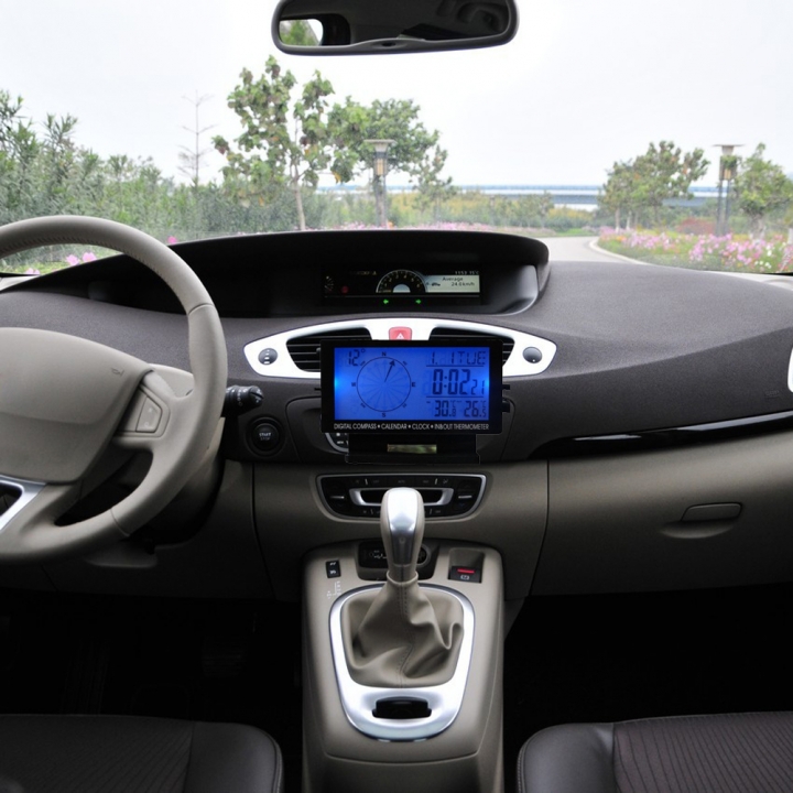 LCD Display Car Thermometer Clock Hygrometer Digital Automotive Temperature Meter Weather Forecast