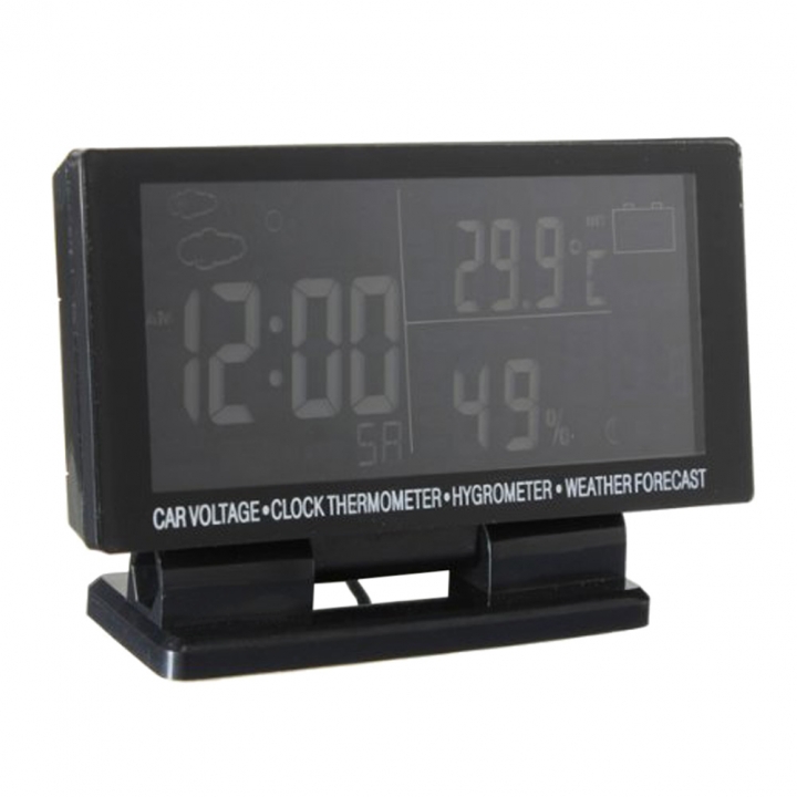 LCD Display Car Thermometer Clock Hygrometer Digital Automotive Temperature Meter Weather Forecast