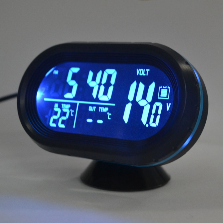 Car Ornament Dual  Clock Thermometer Voltage Tester Dashboard LED Lighted Watch Gauge Voltmeter
