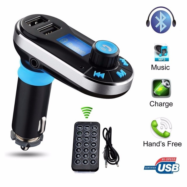 FM Transmitter Auto Bluetooth AUX Wireless Car Modulator Radio 2 USB Car Charger Remote Control