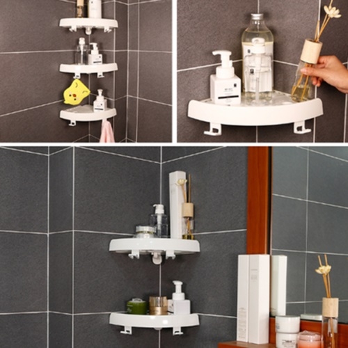Bathroom Corner Storage Holder Shelves Rack Organizer Shower Wall Shelf Corner Storage Snapup Shelf