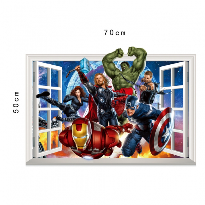 The Avengers Broken wall 3D Three-dimensional Wall Sticker Children's room background decoration
