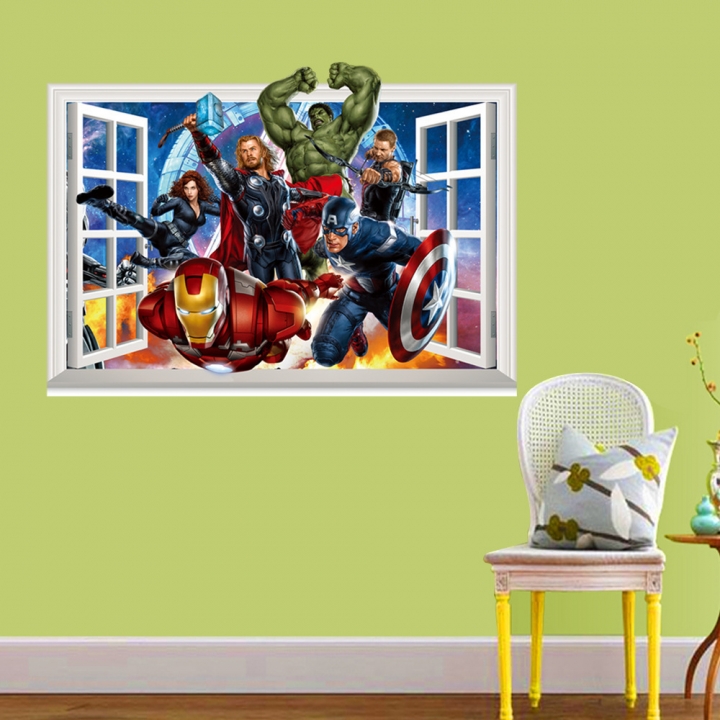 The Avengers Broken wall 3D Three-dimensional Wall Sticker Children's room background decoration