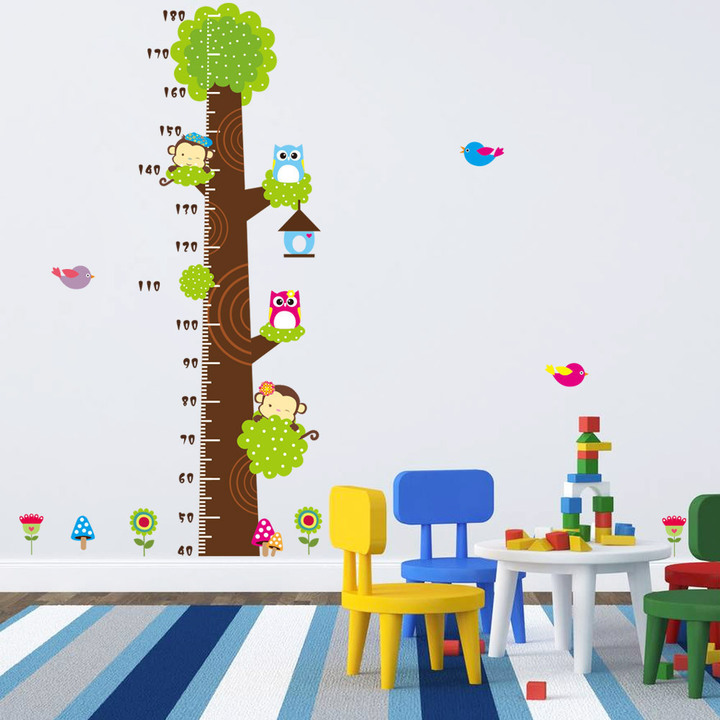 owl Monkey tree Children's room bedroom background kindergarten Height sticker