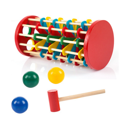 Wooden Knocking the ball Falling ladder child Hand eye coordination baby Knock Rotate Playing table