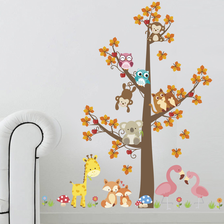 Cartoon owl Children's room Background wall Home decoration Sticker