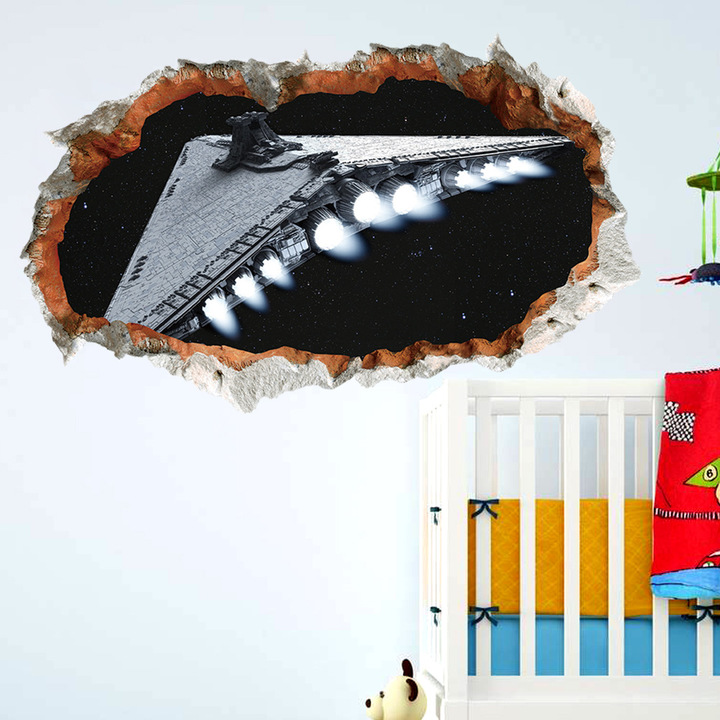 Star Wars 3D window Children's room bedroom background Wall sticker