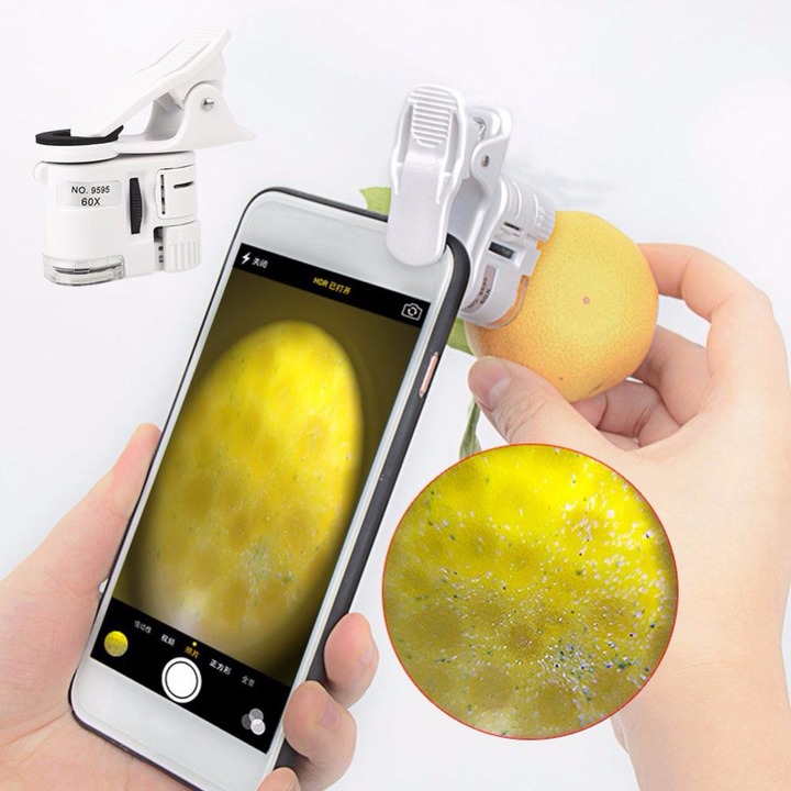 LED light Take a photo magnifier 60 times Mini Portable universal Phone clip HD microscope