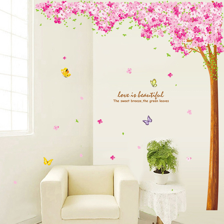 Creative butterfly Cherry tree bedroom living room background Wall Sticker Home decoration