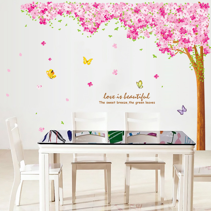 Creative butterfly Cherry tree bedroom living room background Wall Sticker Home decoration