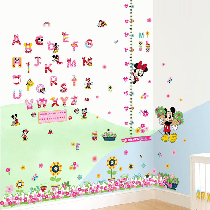 Mickey English letter Sticker English word Cartoon Wall Sticker Children's room classroom Sticker