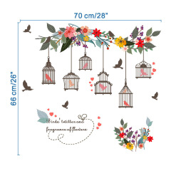 The New Flower vine birdcage TV Background wall decoration mural