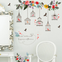 The New Flower vine birdcage TV Background wall decoration mural
