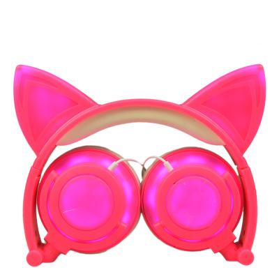 child Cartoon Cat ears Charging Head-mounted Illuminate Foldable Mobile phone headset