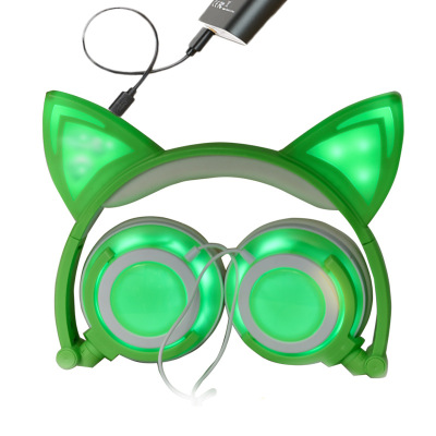 child Cartoon Cat ears Charging Head-mounted Illuminate Foldable Mobile phone headset