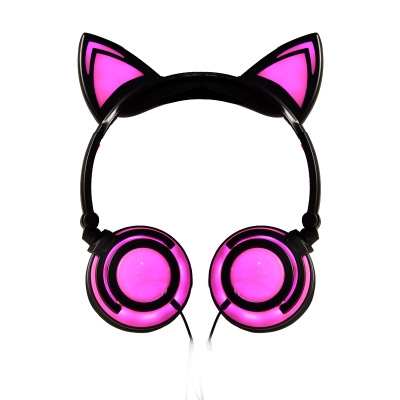 child Cartoon Cat ears Charging Head-mounted Illuminate Foldable Mobile phone headset