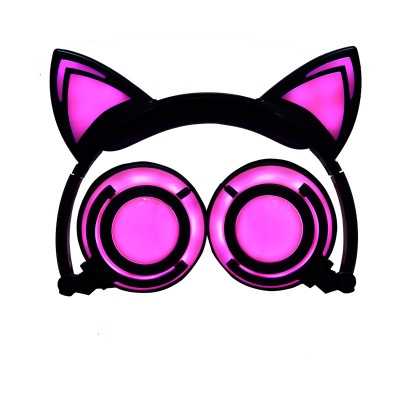 child Cartoon Cat ears Charging Head-mounted Illuminate Foldable Mobile phone headset