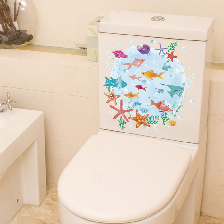 Underwater World Fish star Toilet sticker glass Sticker Window Decorative stickers