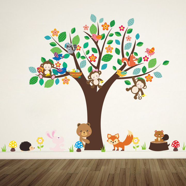 The New Cartoon monkey Children's room living room TV background Wall decoration